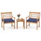 3-Piece Outdoor Furniture Set with Natural Wood Finish and Cushioned Chairs Included Coffee Table